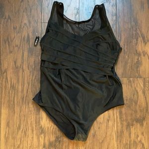 Adore Me Black Lilinoe Mesh Detail Bathing Suit